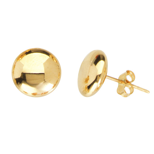 14kt Yellow Gold 3/8in Flat Round Button Stud Earrings
