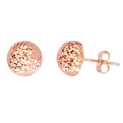 14kt Rose Gold Half Textured Ball Stud Earrings