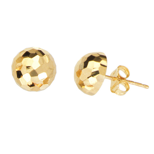 14kt Yellow Gold Half Disco Ball Stud Earrings