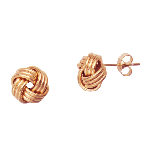 14kt Rose Gold Polished 3-Row Love Knot Earrings