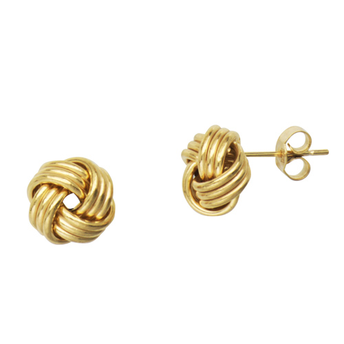 14kt Yellow Gold Polished 3-Row Love Knot Earrings