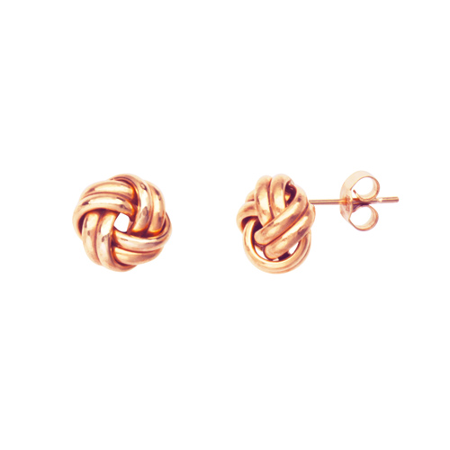 14kt Rose Gold 2-Row Love Knot Earrings