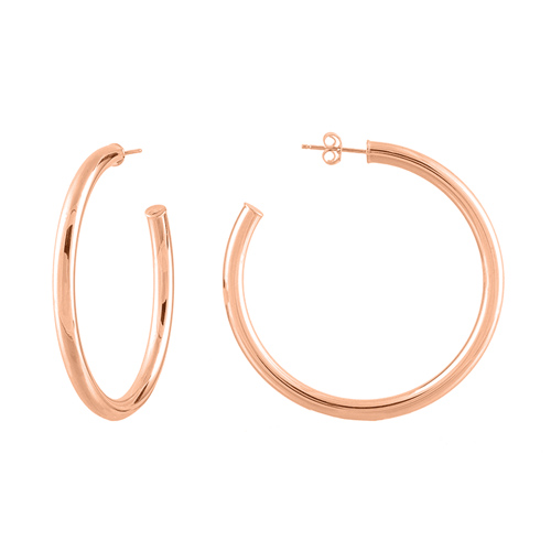 14k Rose Gold 2in Open Hoop Earrings 4mm