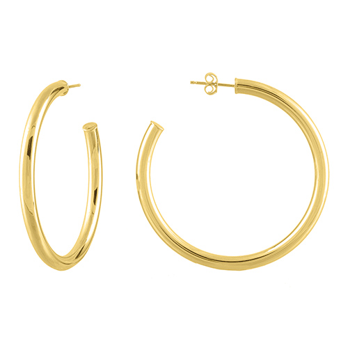 14k Yellow Gold 2in Open Hoop Earrings 4mm