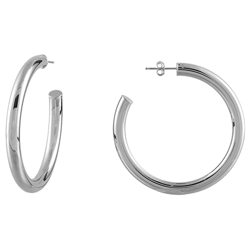 14k White Gold 2in Open Hoop Earrings 5mm