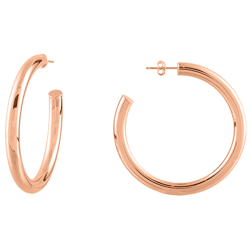 14k Rose Gold 2in Open Hoop Earrings 5mm