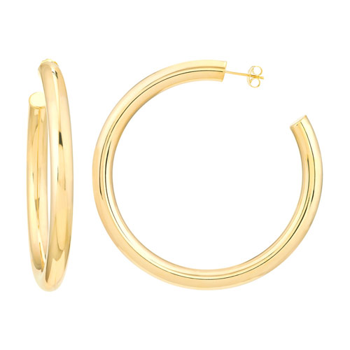 14k Yellow Gold 2 3/8in Open Hoop Earrings 6mm