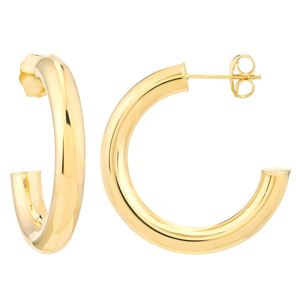 14k Yellow Gold 1in Open Hoop Earrings 4mm