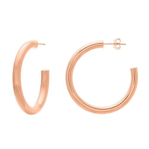 14k Rose Gold 1 3/8in Open Hoop Earrings 4mm