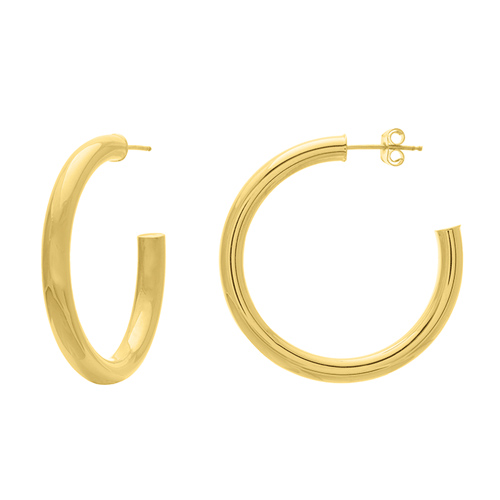 14k Yellow Gold 1 3/8in Open Hoop Earrings 4mm