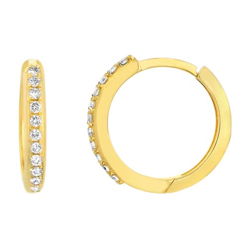 14k Yellow Gold 1/6 ct tw Diamond Classic Huggie Earrings