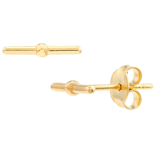 14k Yellow Gold Bar And Ball Earrings