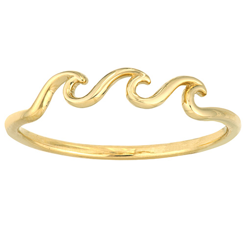 14k Yellow Gold Three Waves Ring Size 6