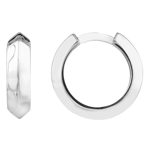 14k White Gold Knife Edge Huggie Hoop Earrings 1/2in
