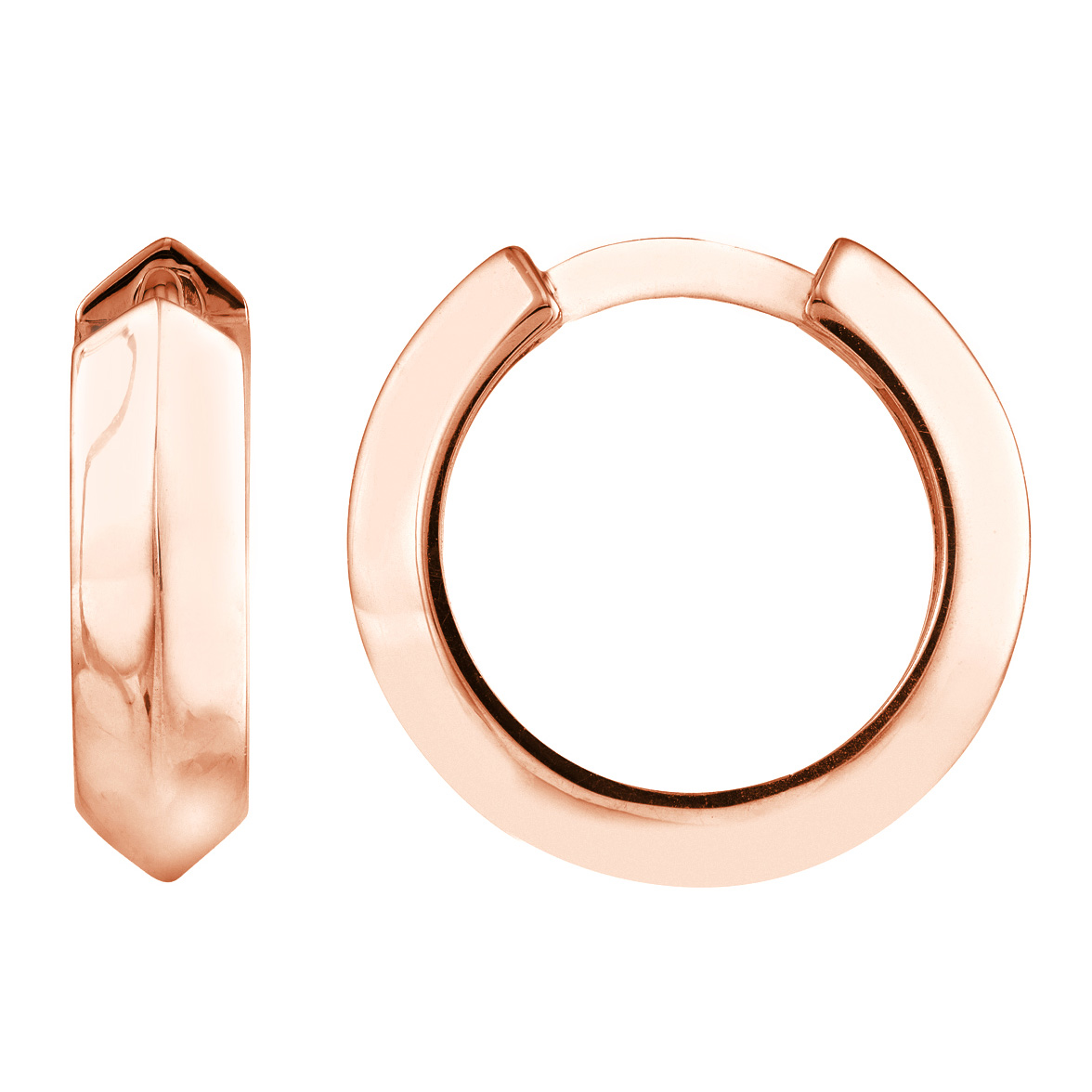 14k Rose Gold Knife Edge Huggie Hoop Earrings 1/2in