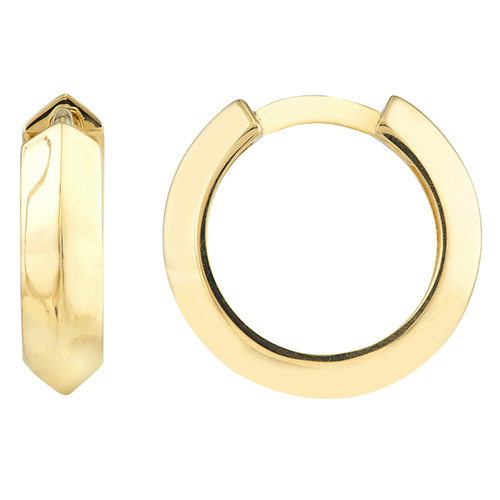 14k Yellow Gold Knife Edge Huggie Hoop Earrings 1/2in