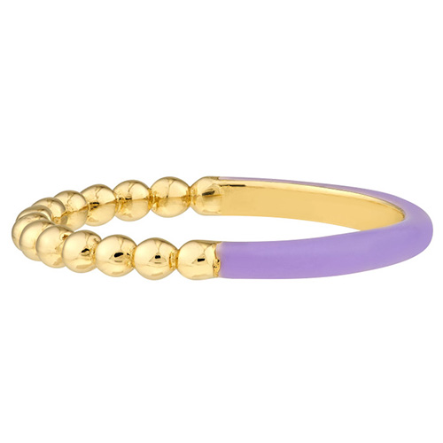 14k Yellow Gold 50/50 Beaded and Purple Enamel Ring