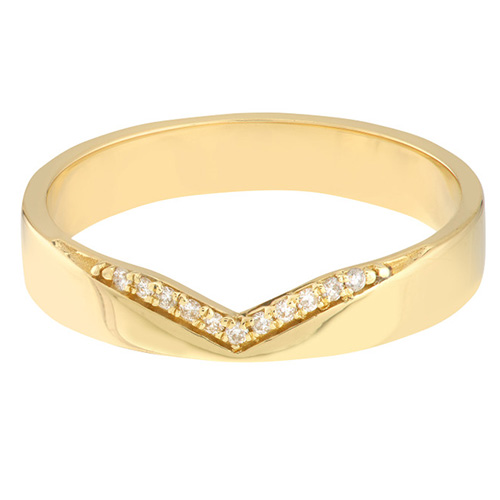 14k Yellow Gold .06 ct tw Diamond Chevron Ring