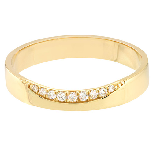 14k Yellow Gold .06 ct tw Diamond Smile Ring