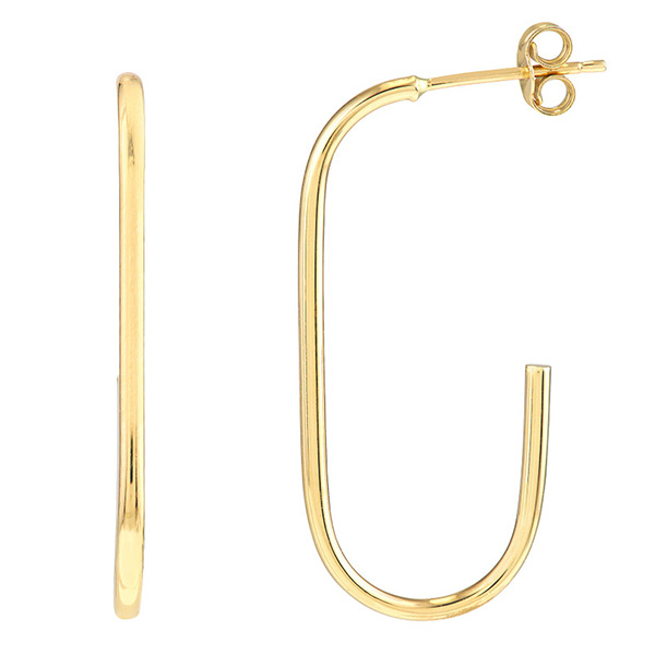 14k Yellow Gold Open Paper Clip Hoop Earrings 1in Y41834320MT