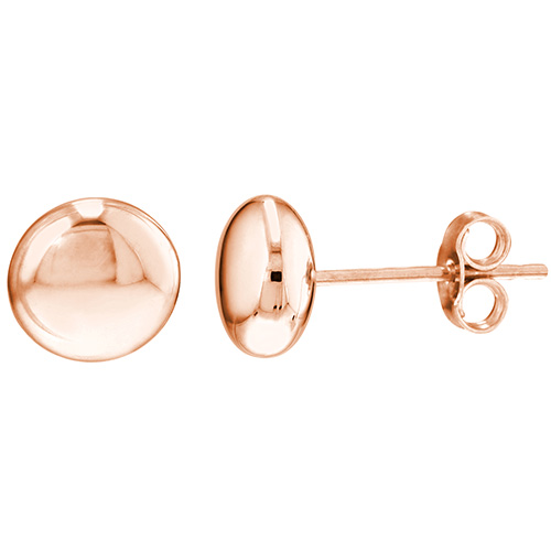 14k Rose Gold 7mm Flat Round Pebble Stud Earrings