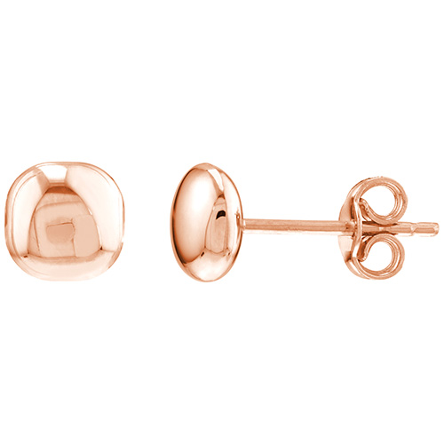 14k Rose Gold 6mm Cushion Pebble Stud Earrings