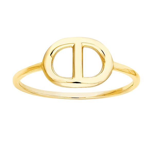 14k Yellow Gold Puff Single Mariner Link Ring