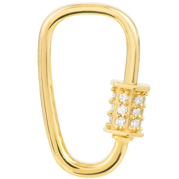 14k Yellow Gold 0.27 ct tw Diamond Screw Carabiner Lock Pendant