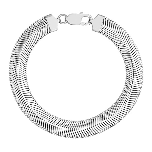 Sterling Silver 8in Flat Oval Snake Chain Bracelet