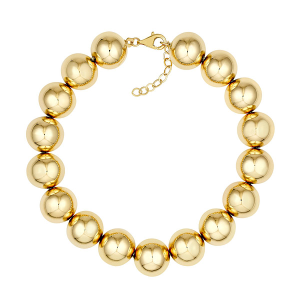 14k Yellow Gold 8.5in Bold Bead Bracelet 12mm Thick