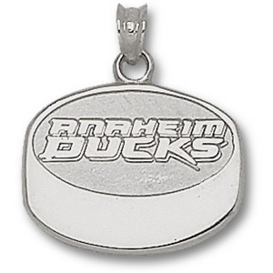 Sterling Silver 1/2in Anaheim Ducks Puck Pendant