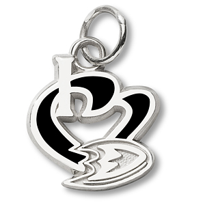 Sterling Silver 1/2in I Love the Anaheim Ducks Enamel Charm