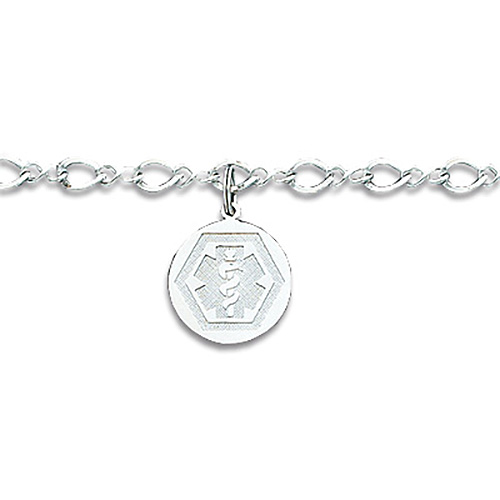 Medical Dangle Bracelet 7in - Sterling Silver