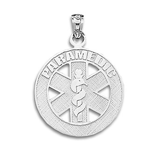 10kt White Gold 7/8in Paramedic Pendant