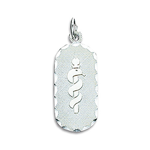 Sterling Silver Medical Dog Tag 7/8in