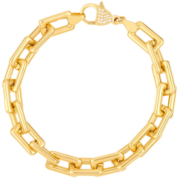 14k Yellow Gold Chunky Paper Clip Bracelet with Diamond Lock Clasp