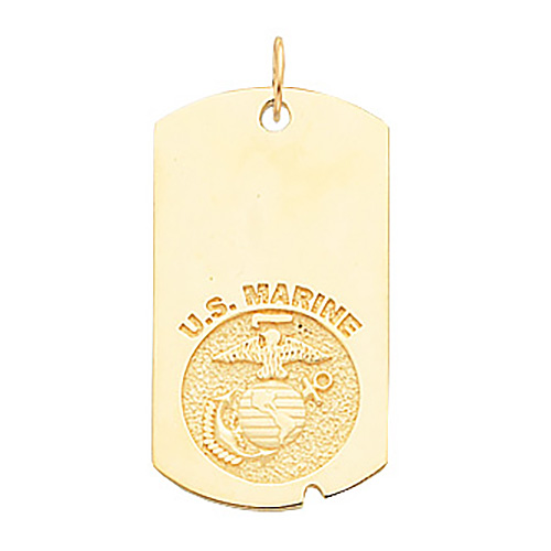 10k Yellow Gold 1 5/8in US Marine Corps Dog Tag