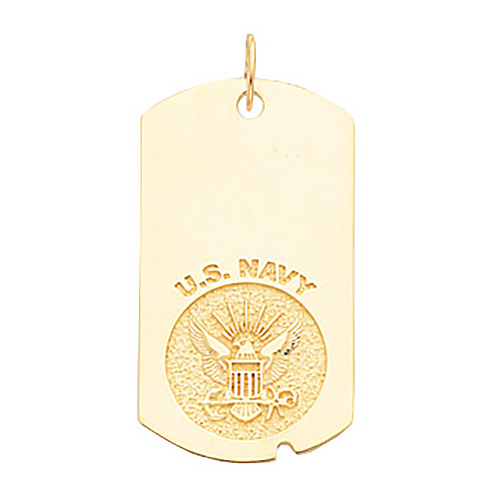 1 5/8in U.S. Navy Dog Tag - 10k Yellow Gold