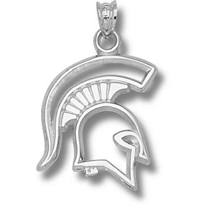 Sterling Silver 3/4in Michigan State Spartan Pendant