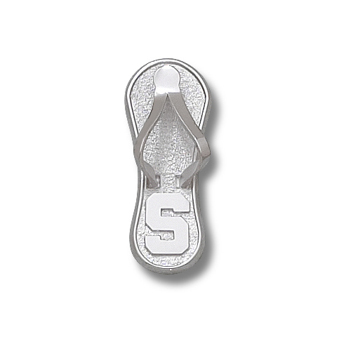 Sterling Silver 1in Michigan State University Flip Flop Pendant