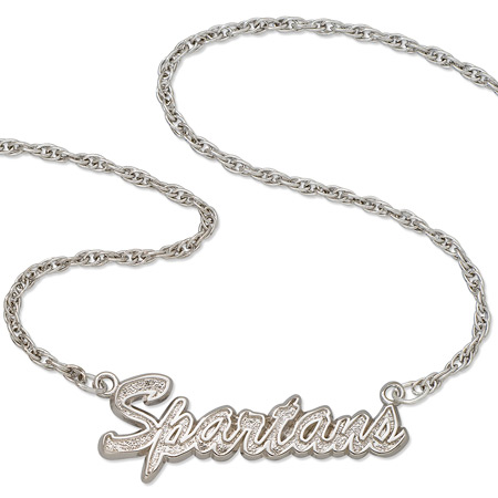 Sterling Silver 18in Spartans Script Necklace