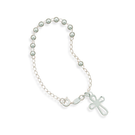 Sterling Silver 7in Rosary Bracelet