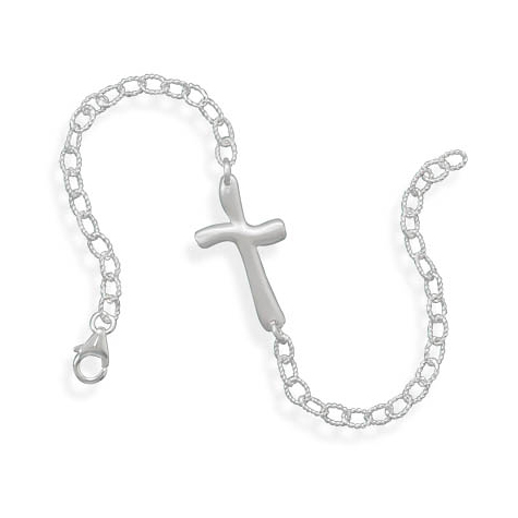 Sterling Silver 8in Twisted Link Sideways Bracelet