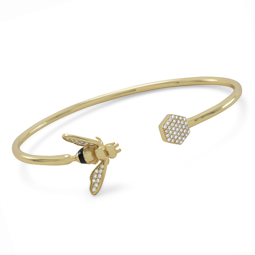 Gold plated Sterling Silver Queen Bee Cuff Bangle