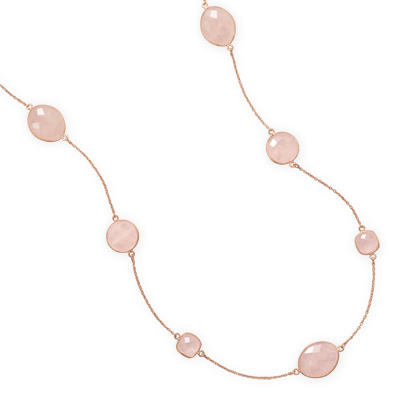 24in Rose Gold-Plated Sterling Silver Rose Quartz Necklace AMM33656