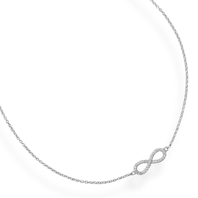 Sterling Silver 18in Cubic Zirconia Infinity Necklace