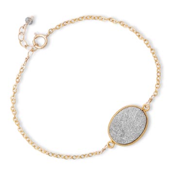 Gold Filled 7 1/2in Oval Druzy Bracelet