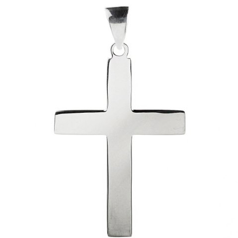 Sterling Silver 1 11/16in Smooth Cross Pendant