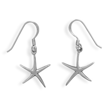 Sterling Silver Starfish French Wire Earrings