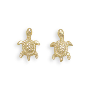 14kt Yellow Gold-Plated Sterling Silver Turtle Stud Earrings